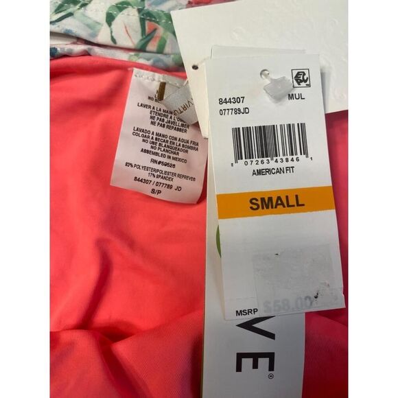 BECCA M/S Tankini Set NWT swimwear White Pink Green Floral Tropical Print Beach - Picture 9 of 12